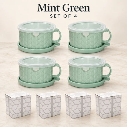 Christmas Gingerbread Mug Gift Set with Lid & Saucer