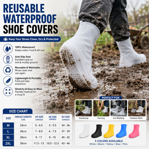 Heavy-Duty Non-Slip Reusable Waterproof Shoe Covers – Keep Shoes Clean & Dry
