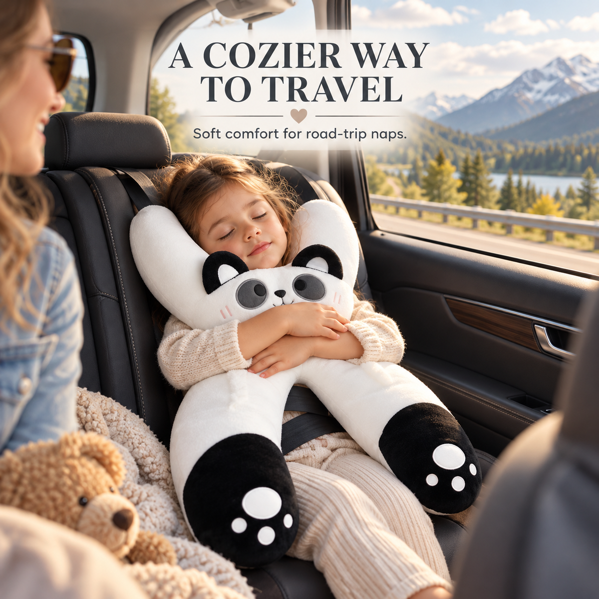 🧸 Kids Car Sleep Buddy – Full-Body Travel Pillow for Cozy Road-Trip Naps