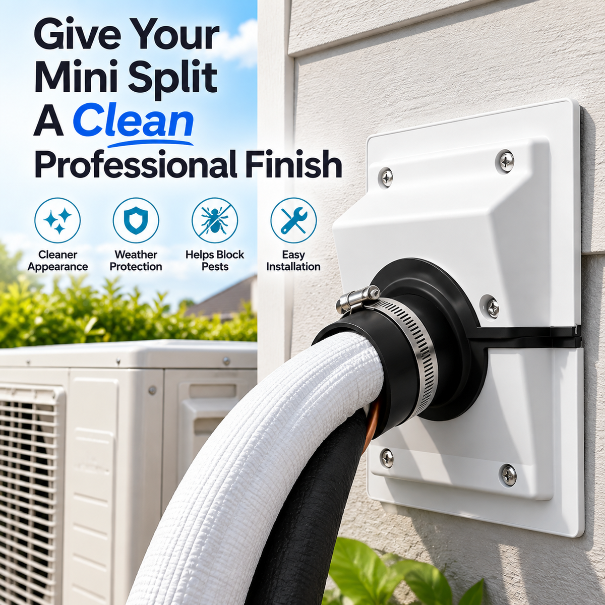 ❄️ HVAC Line Set Cover Kit – Give Your Mini Split AC Installation A Clean Professional Finish