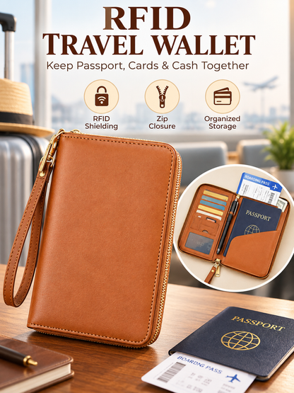 ✈️ Travel Deal – Zipper Passport Organizer 💼 RFID-Blocking Travel Holder for Cards, IDs & Essentials 🔒