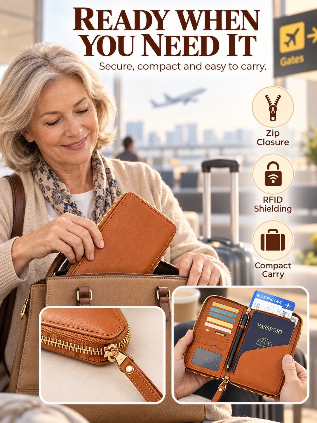 ✈️ Travel Deal – Zipper Passport Organizer 💼 RFID-Blocking Travel Holder for Cards, IDs & Essentials 🔒