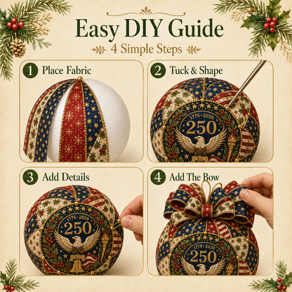 🇺🇸❤️Beginner-Friendly🎄 USA 250th Anniversary Christmas Patchwork Ornament DIY Kit