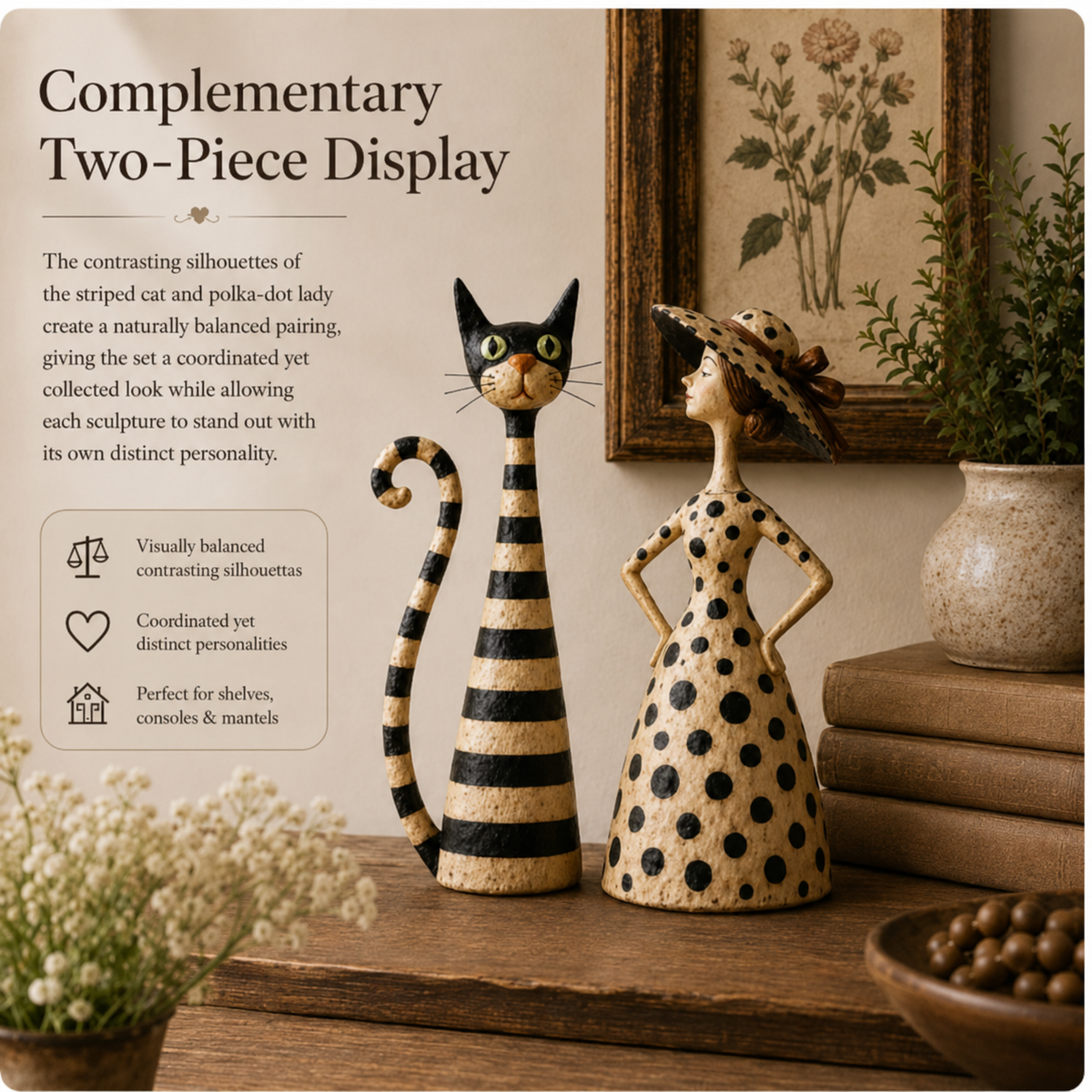 ✨Vintage  Cat & Lady Sculptures