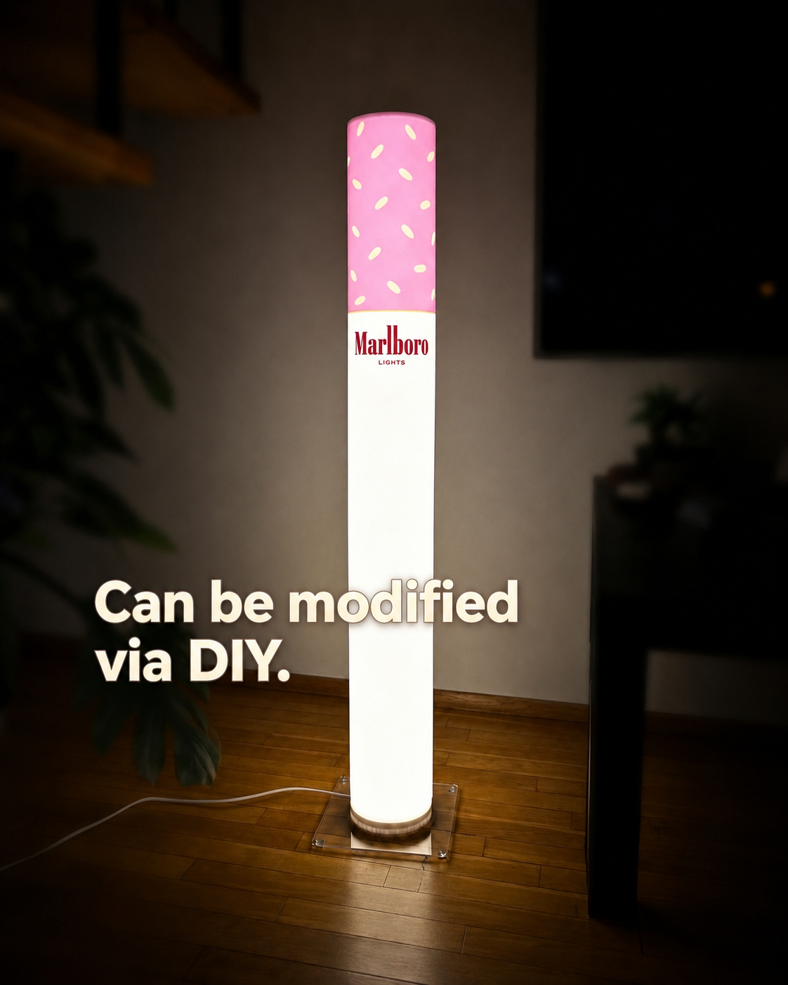 🚬 Cigarette Tube Shaped Marlboro Style Floor Lamp | Retro Industrial Novelty Ambient Light