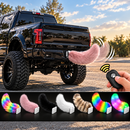 🐾 Remote-Controlled Wagging Car Tail 🚗 | Funny Fluffy Tail for Trucks & SUVs ✨