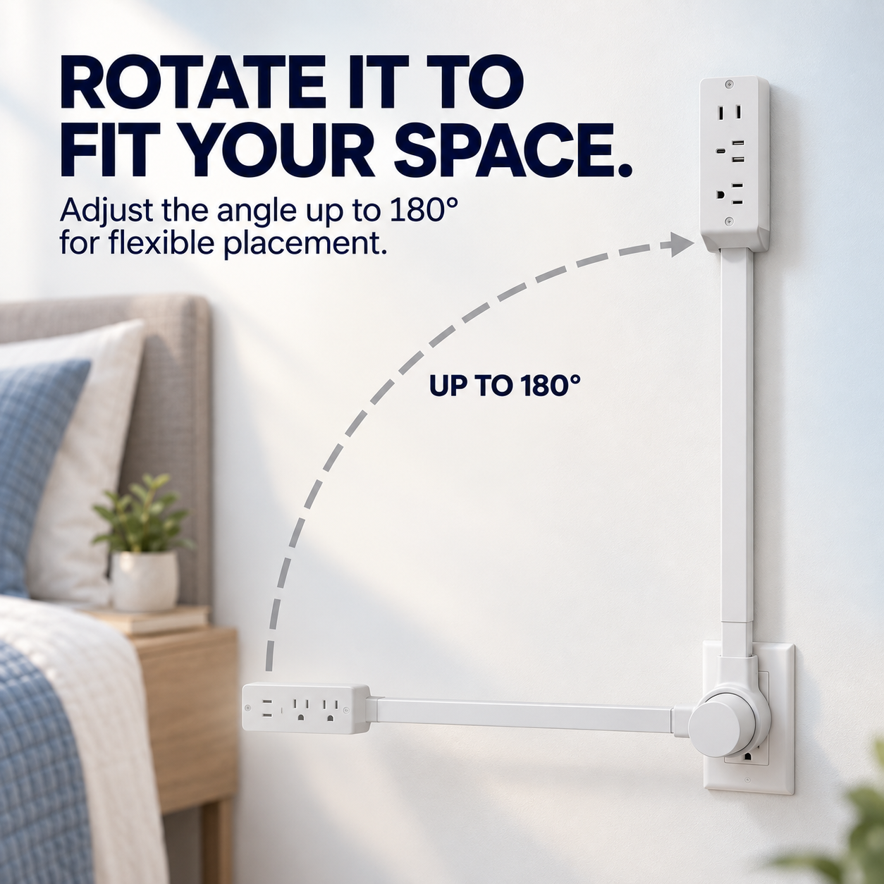 180 degree rotating wall outlet extender - product image 3
