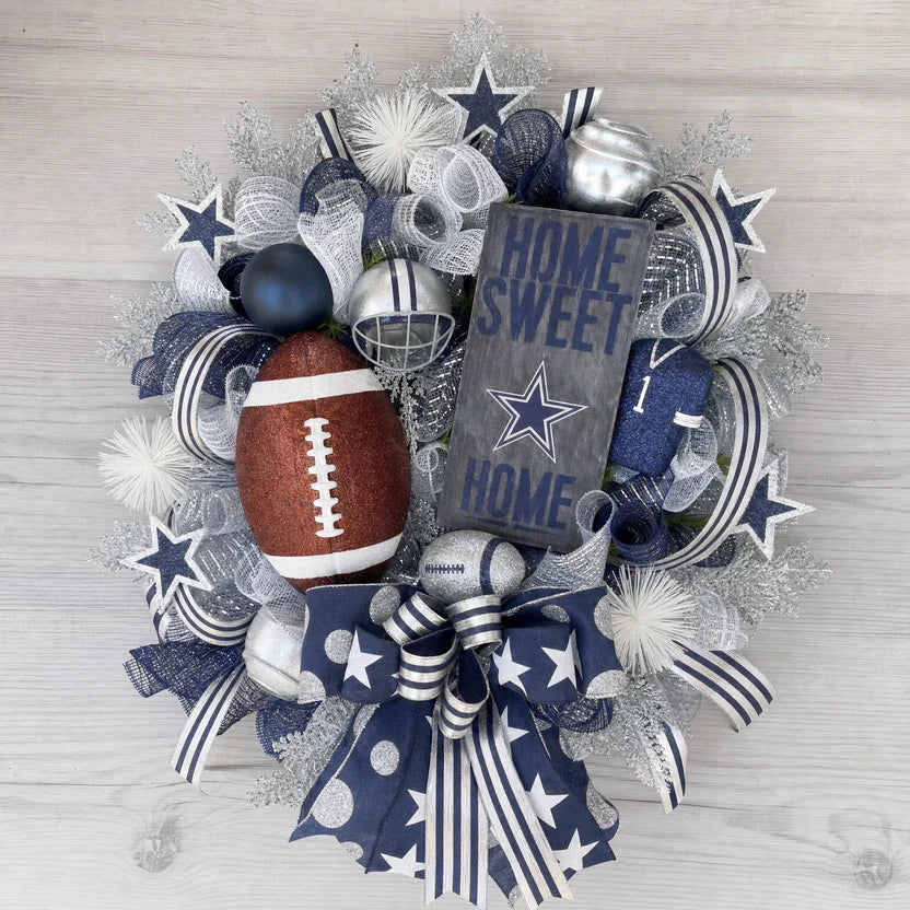 Football Team Handcrafted Wreath for Game-Day Front Door Decor