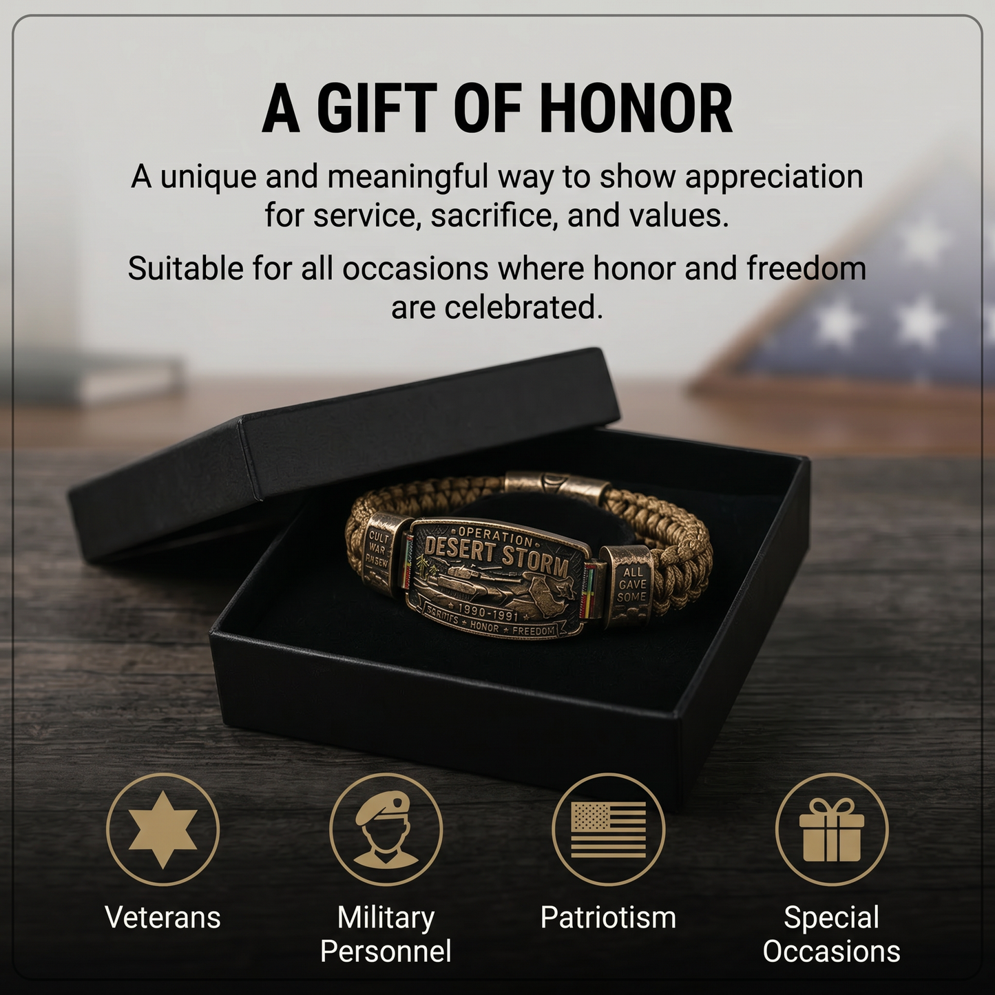 💥SAVE 50% 🎖️ Operation Desert Storm Veteran Paracord Bracelet | Honor Gulf War 1990-1991 Service Members