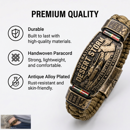 💥SAVE 50% 🎖️ Operation Desert Storm Veteran Paracord Bracelet | Honor Gulf War 1990-1991 Service Members