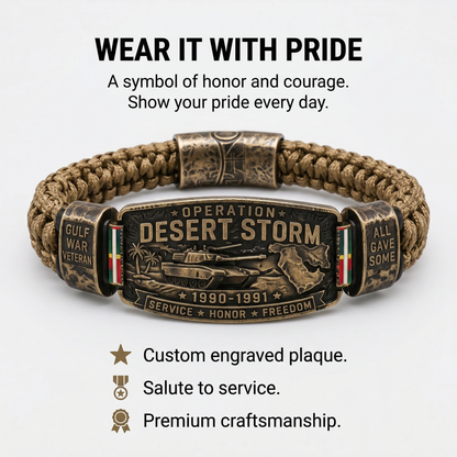 💥SAVE 50% 🎖️ Operation Desert Storm Veteran Paracord Bracelet | Honor Gulf War 1990-1991 Service Members