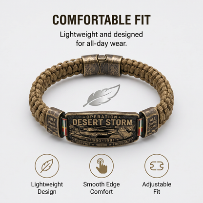 💥SAVE 50% 🎖️ Operation Desert Storm Veteran Paracord Bracelet | Honor Gulf War 1990-1991 Service Members