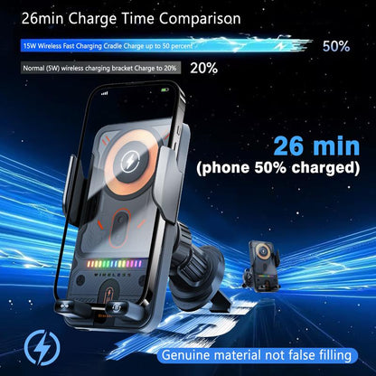 🎉LAST DAY SALE 50% OFF⚡50K+ SOLD 📱Smart 2-in-1 Car Rotating Mobile Phone Holder & Wireless Charger⚡