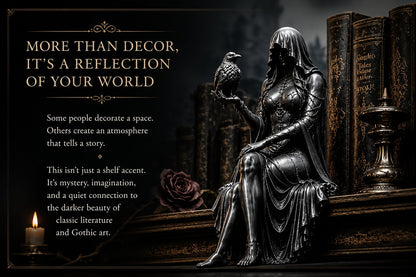 🖤 Gothic Raven Shelf Sitter Statue – A Symbol of Mystery, Wisdom & Dark Elegance