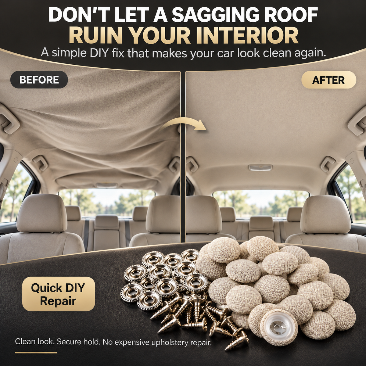 DIY CAR HEADLINERREPAIR KIT I Fix Loose RoofLiner Without Full UpholsteryReplacement -50 Pack