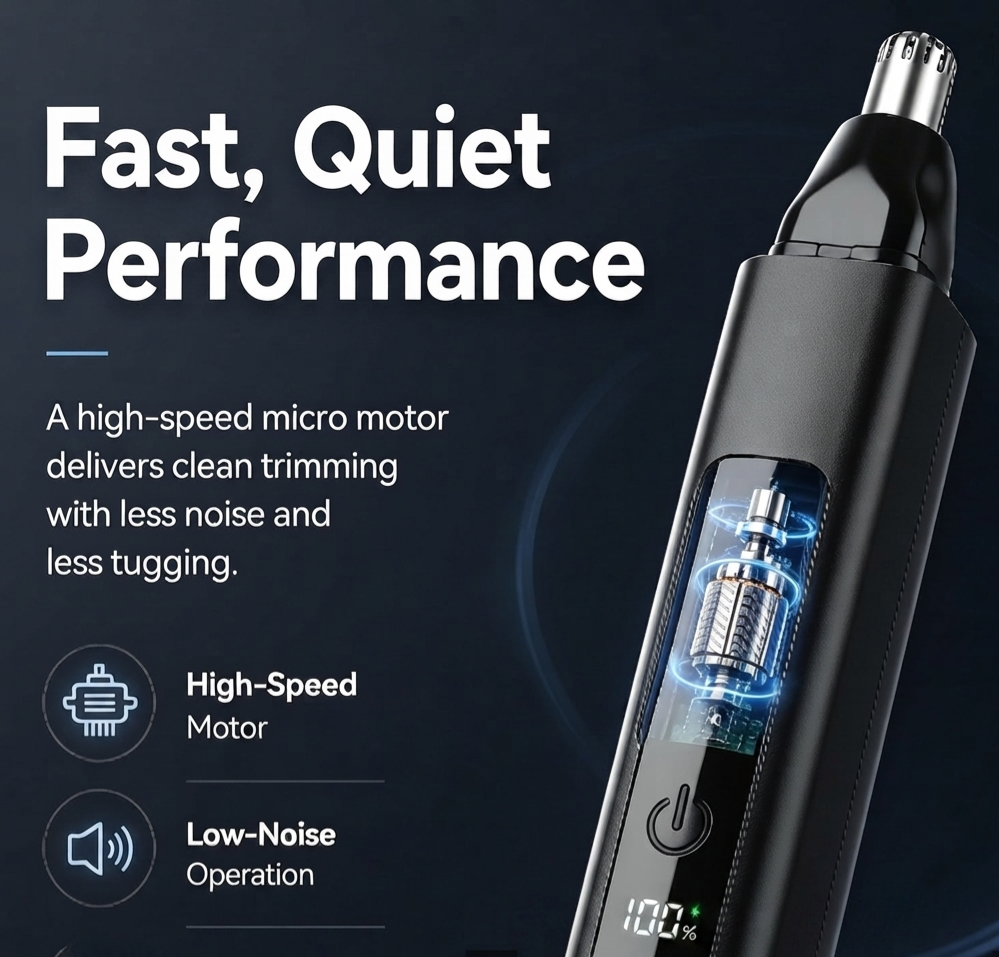 Professional LED Display Nose & Ear Trimmer, Painless Travel Gifts for Men Women