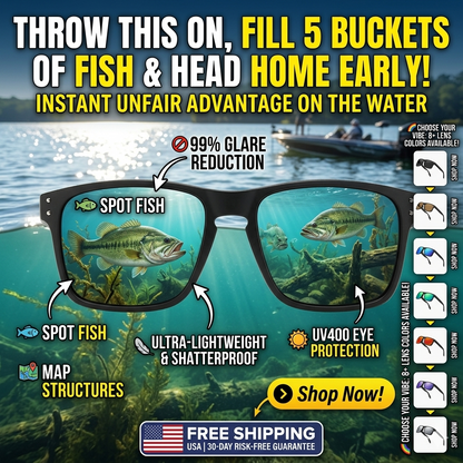 🔥FLASH SALE 50% OFF🔥HD Polarized Fishing Glasses - See Through Water Glare & Fill 5 Buckets of Fish Instantly!