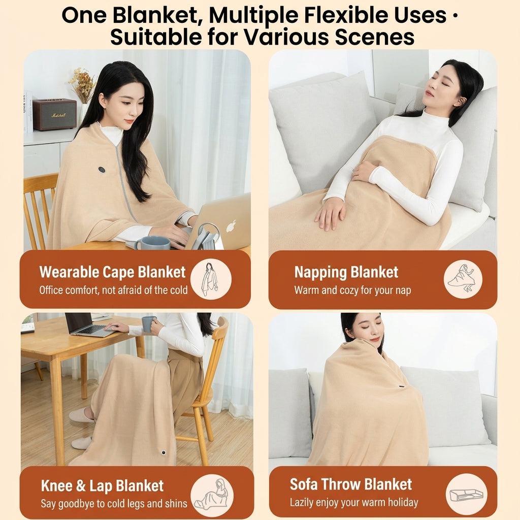 🔥 Last Day 52% Off!🔥Portable USB Electric Heated Blanket Perfect for Outdoors or the Office. Use as a Single-Person Throw, Wrap, or Lap Blanket.