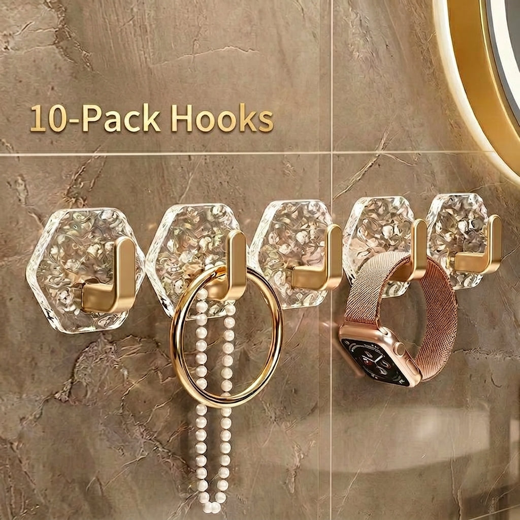 Self-Adhesive Hooks 10/20 Pack Hexagonal Ripple Design Heavy Duty Sticky Hooks