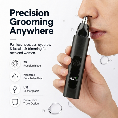Professional LED Display Nose & Ear Trimmer, Painless Travel Gifts for Men Women