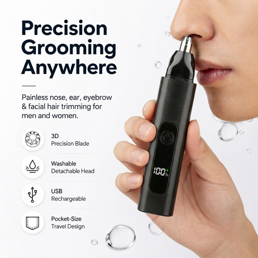 Professional LED Display Nose & Ear Trimmer, Painless Travel Gifts for Men Women