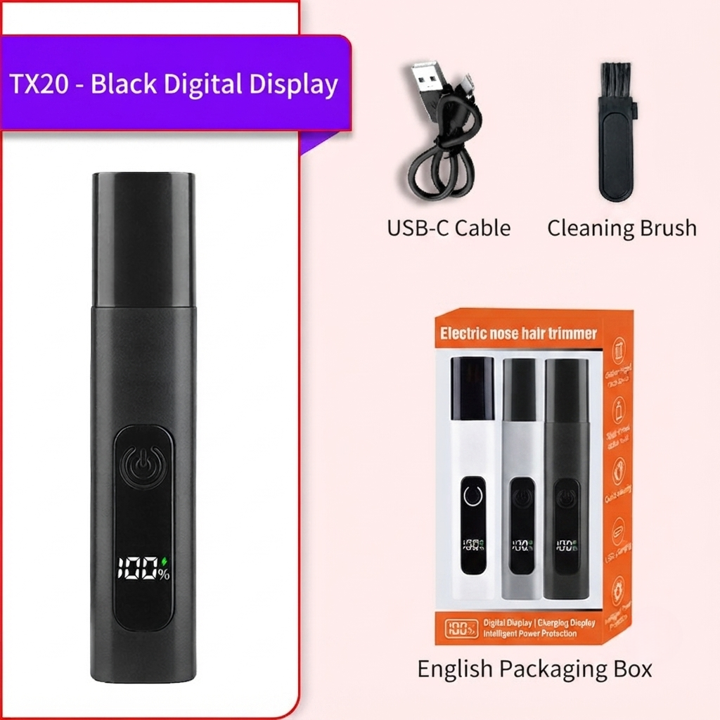 Professional LED Display Nose & Ear Trimmer, Painless Travel Gifts for Men Women