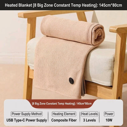🔥 Last Day 52% Off!🔥Portable USB Electric Heated Blanket Perfect for Outdoors or the Office. Use as a Single-Person Throw, Wrap, or Lap Blanket.