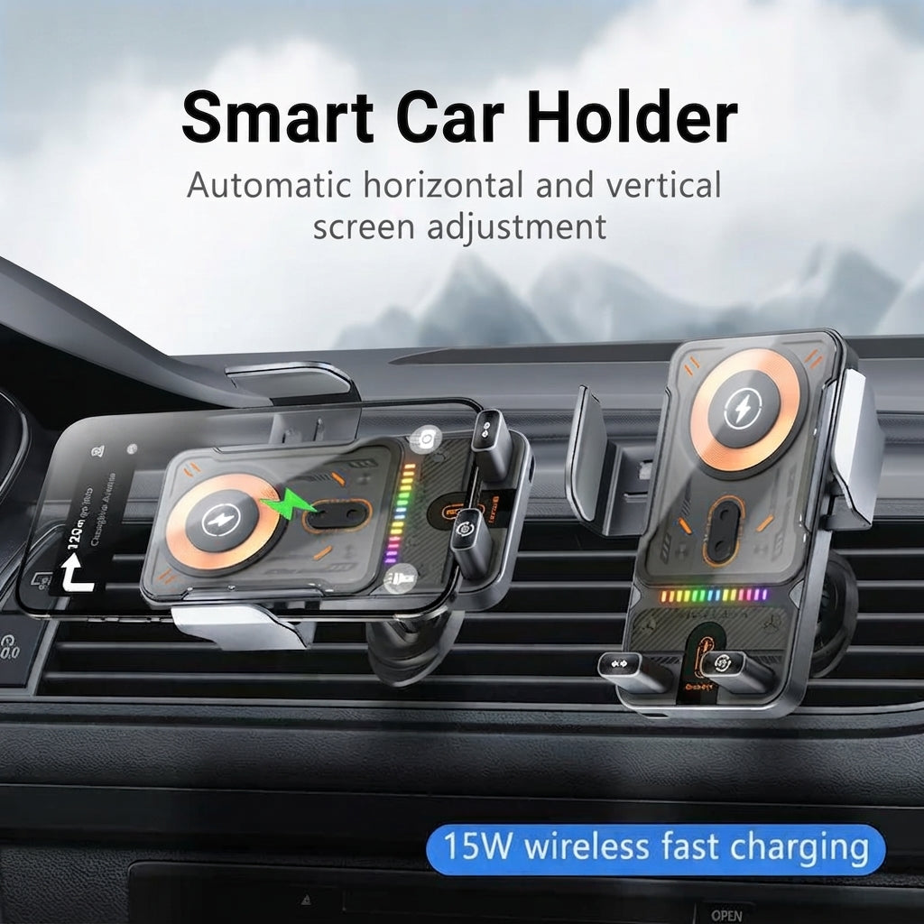 🎉LAST DAY SALE 50% OFF⚡50K+ SOLD 📱Smart 2-in-1 Car Rotating Mobile Phone Holder & Wireless Charger⚡