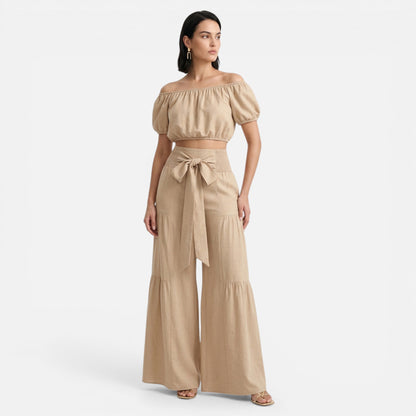 Women’s Puff Sleeve Lace-Up Co-Ord Set