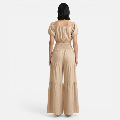 Women’s Puff Sleeve Lace-Up Co-Ord Set