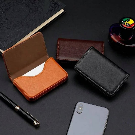 💼 PU Leather Business Card Holder – Slim Magnetic Name Card Case