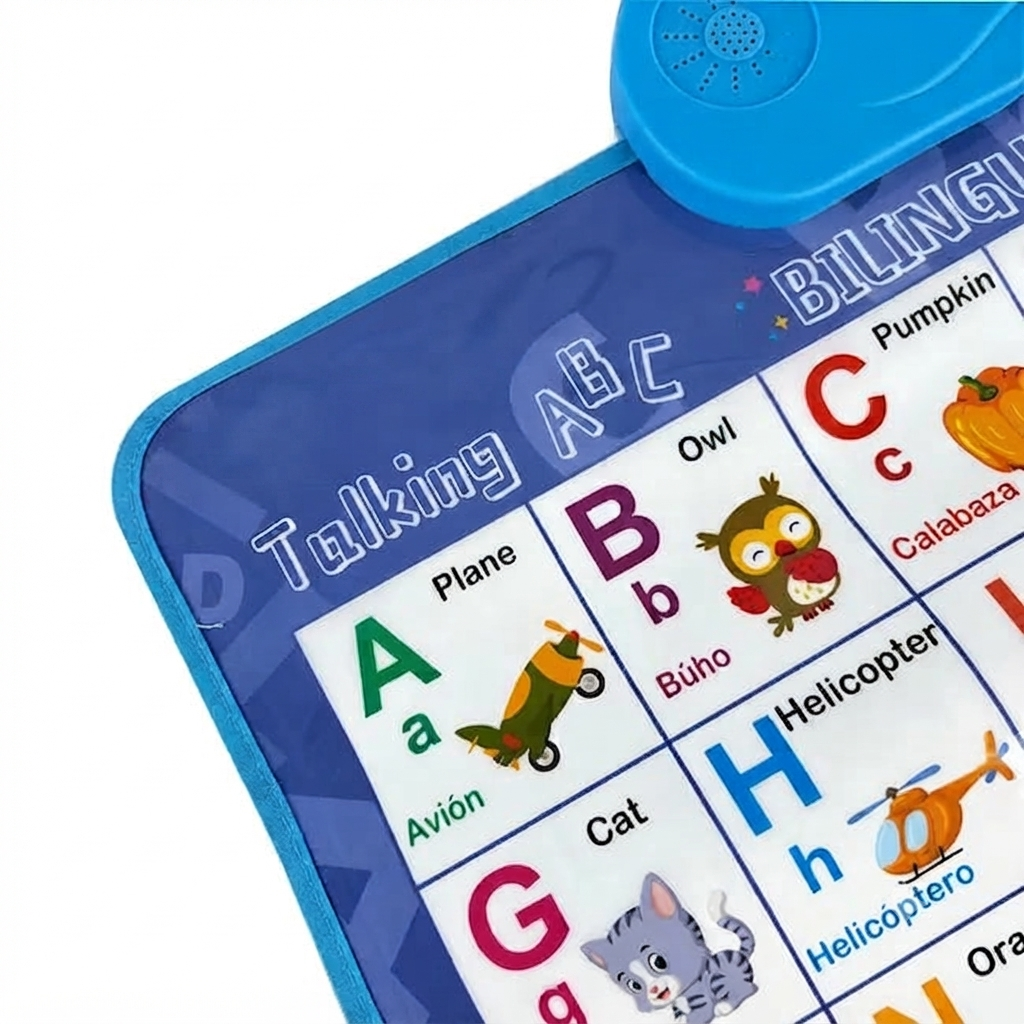 🚀New Talking Wall Chart for Kids – English & Spanish Learning Poster with Songs, ABCs, Numbers, Animal words & Piano