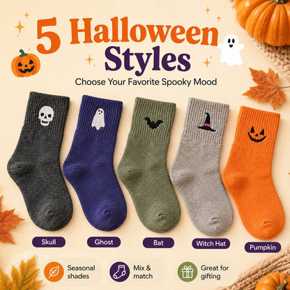 Halloween Embroidered Crew Socks