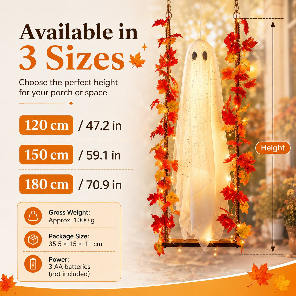👻Free Shipping🍁Light-Up Maple Ghost Swing Halloween Decoration