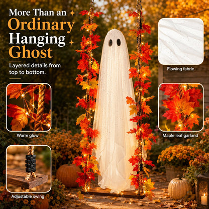 👻Free Shipping🍁Light-Up Maple Ghost Swing Halloween Decoration