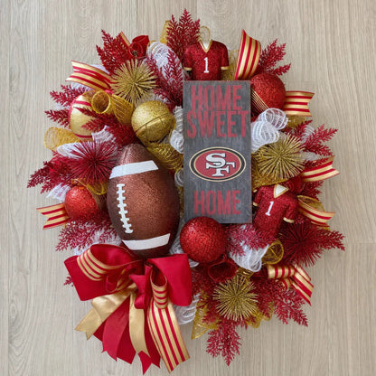 Football Team Handcrafted Wreath for Game-Day Front Door Decor
