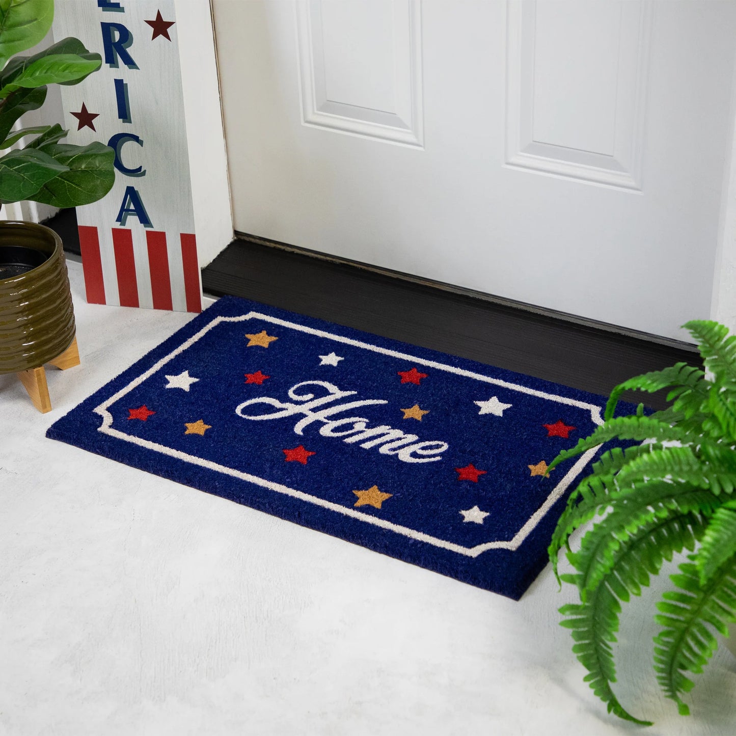 🔥Limited Time 50% Off✨Northlight Americana Stripes Stars Coir Doormat 15.8"x 23.6"