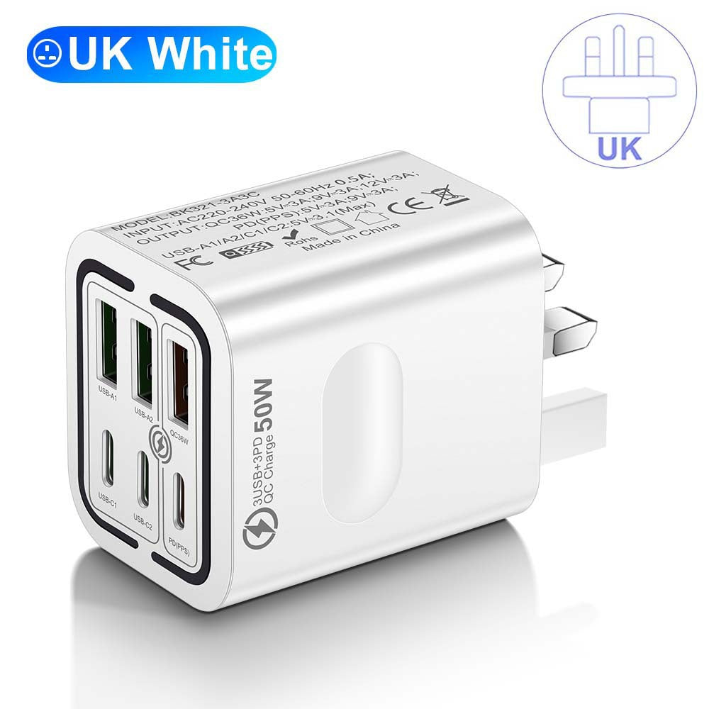 🔥Limited Time 50% Off✨Portable Multi Port Charging Station 50W, 6-Port USB C & USB A