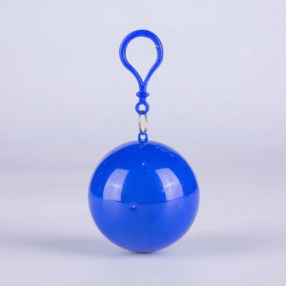 Hooded Disposable Rain Poncho, Waterproof Tear-Resistant Portable Raincoat with Keychain Ball