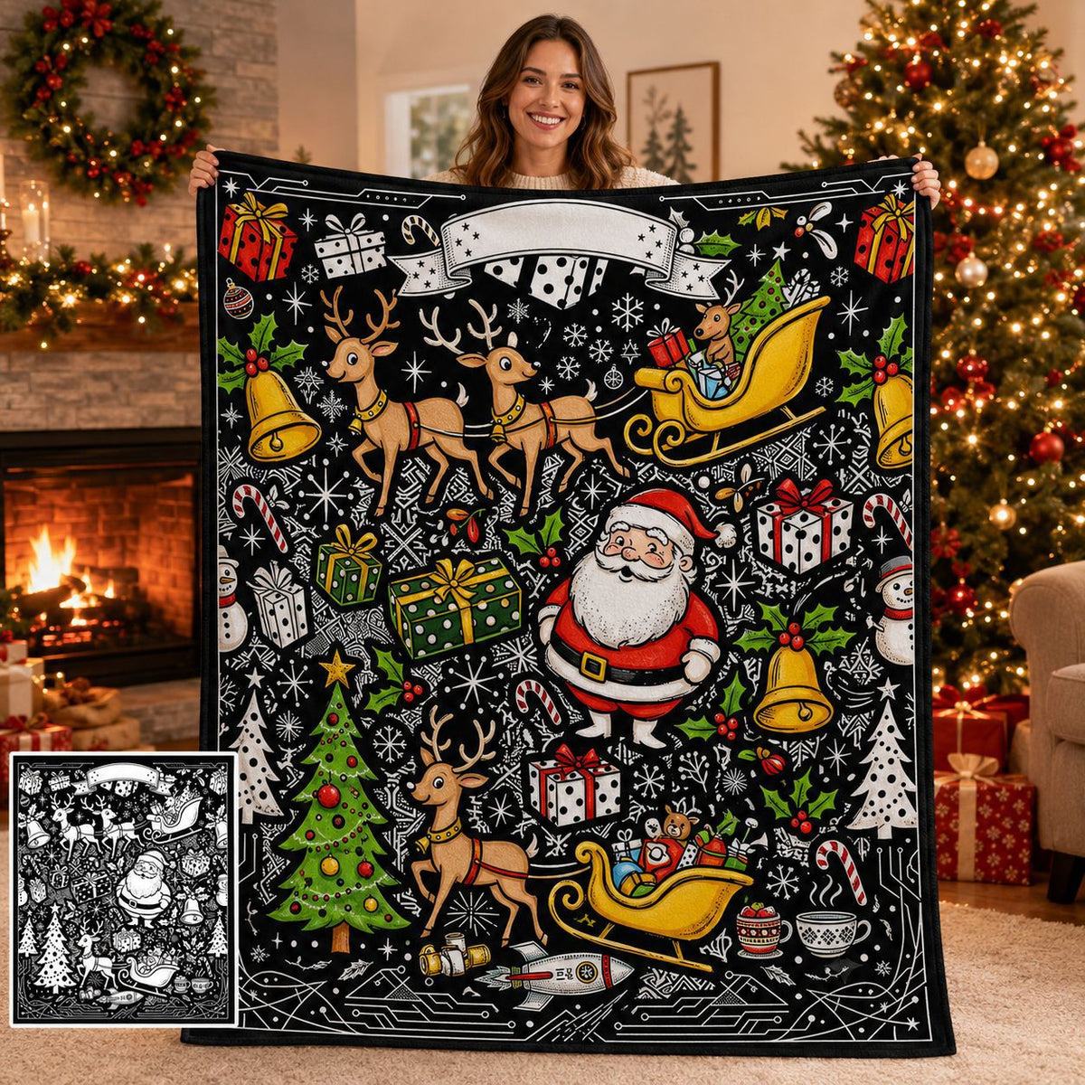 🎨DIY Christmas Coloring Blanket – Color-Your-Own Holiday Family Activity🎄