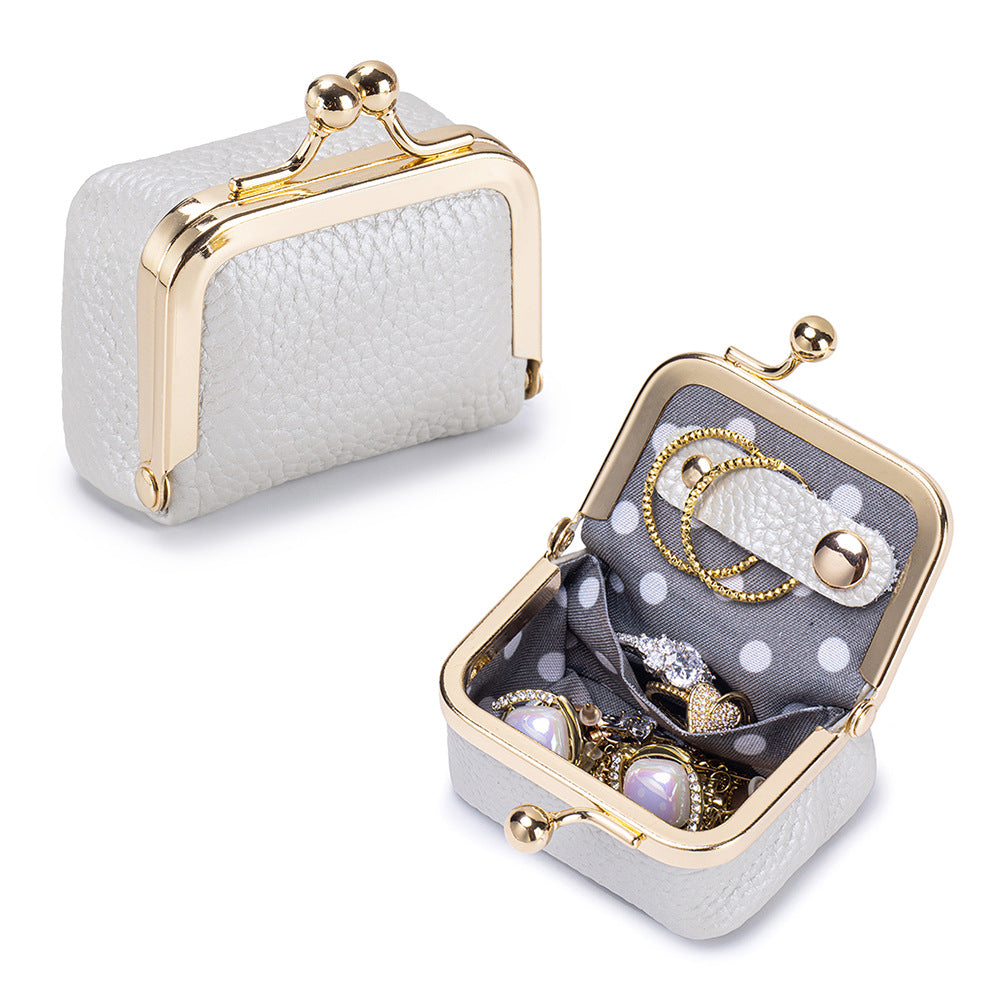 ✨ Premium Cowhide Kiss-Lock Purse – Mini Leather Wallet with Card Holders, Upgraded Chain & Quality Lining, Trendy Gift for Her
