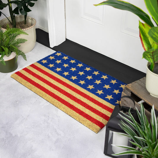 🔥Limited Time 50% Off✨Northlight Americana Stripes Stars Coir Doormat 15.8"x 23.6"
