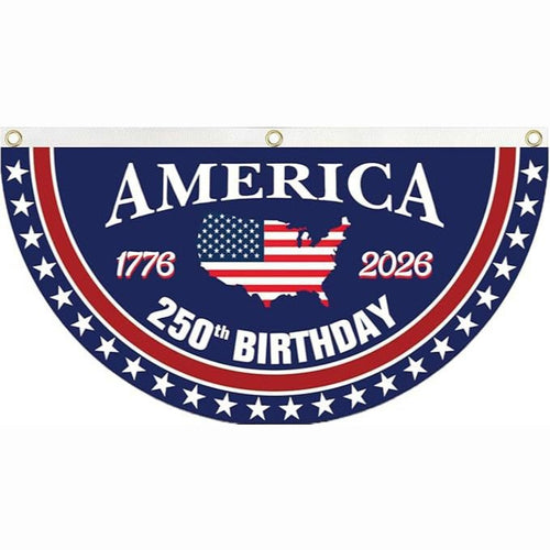 🔥Limited Time 50% Off✨ America 250th Birthday Semicircular Flag Banner 1776–2026 Patriotic Bunting