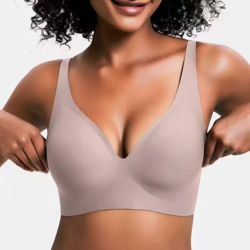 Wireless Seamless Deep-V Push-Up Bra