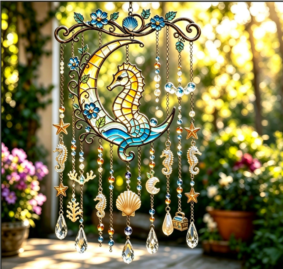 🔥HOT SALE🔥🐢Ocean Animal Acrylic Wind Chime—2D Turtle/Dolphin/Whale Style Hanging Ornament, Outdoor Garden Balcony Decor Handmade Gift