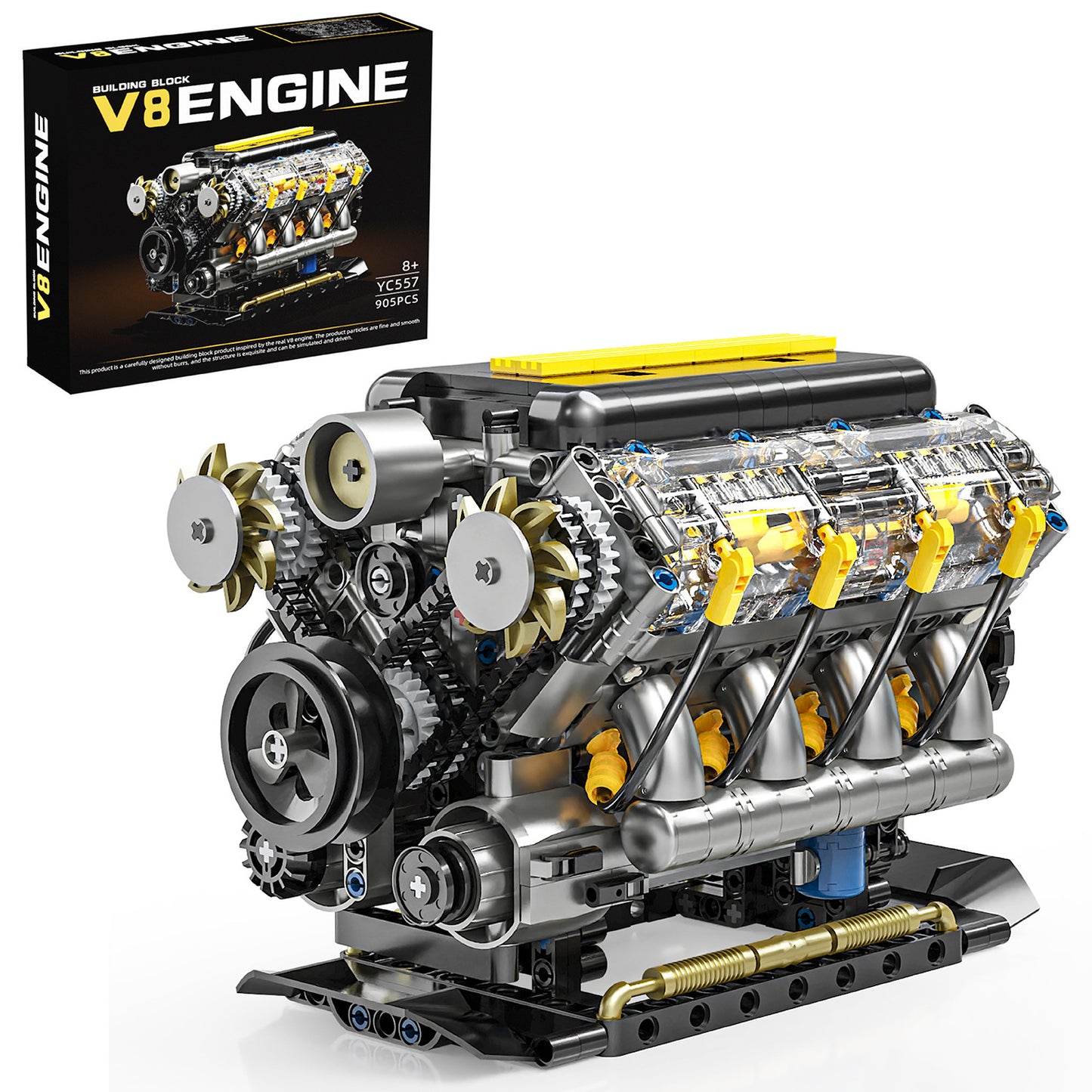 🔥 V8 Engine Model Kit – 1:1 Scale DIY Mechanical Building Set with 692 Pieces for Car Lovers & STEM Learning