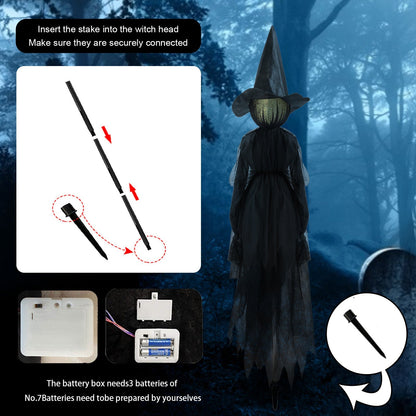 🧙 3 Pack Voice Control Light-Up Holding Hands Witch Decor
