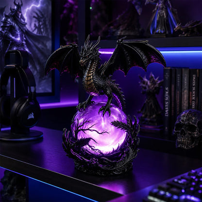 🔮Gothic Dragon LED Crystal Ball Lamp for Dark Aesthetic Decor🐉