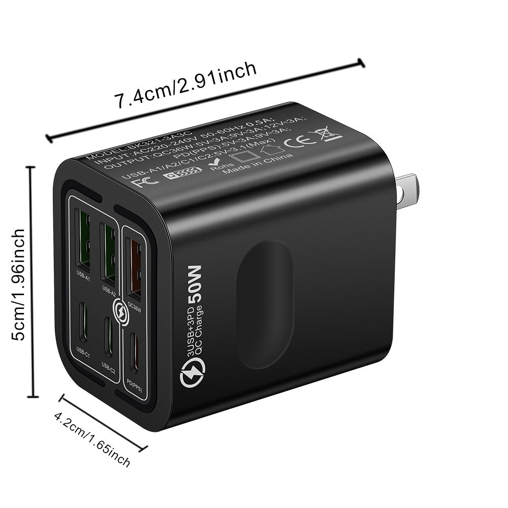 🔥Limited Time 50% Off✨Portable Multi Port Charging Station 50W, 6-Port USB C & USB A
