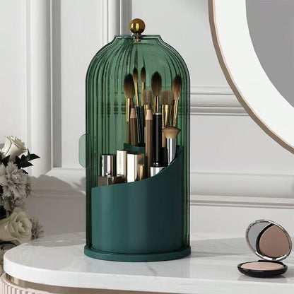 360° Rotating Toothbrush Holder with Lid, Dustproof Toothbrush & Toothpaste Storage Rack, Bathroom Organiser for Vanity Counter, Family Bathroom Accessory